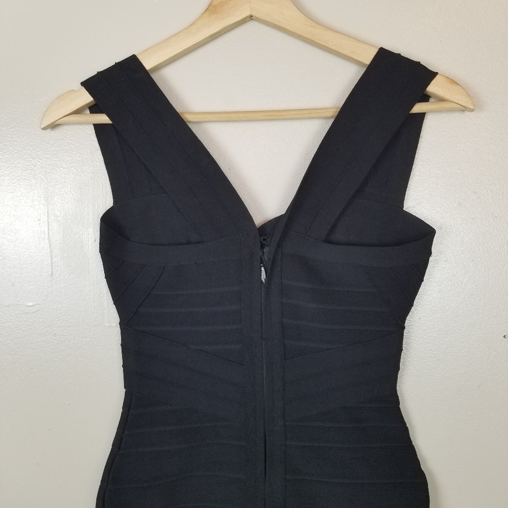 HERVE LEGER Y2K Sweetheart Neck Black Bandage Mini Bodycon Dress Sleeveless S - Picture 5 of 11